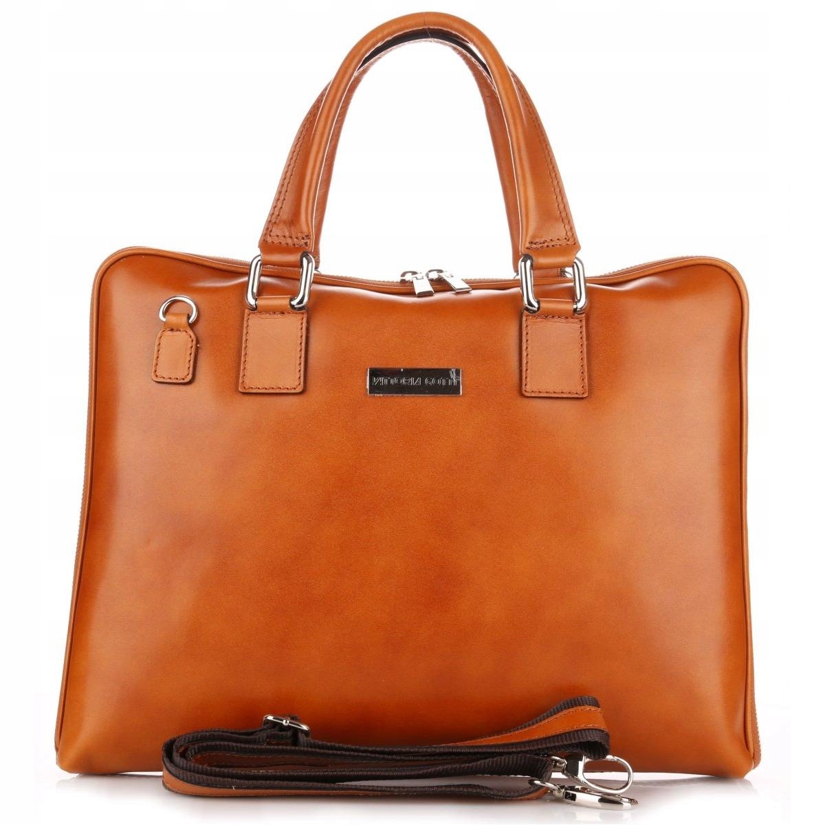 Kožené kabelky Vittoria Gotti Made in Italy Aktovka Dámská A4 Červená