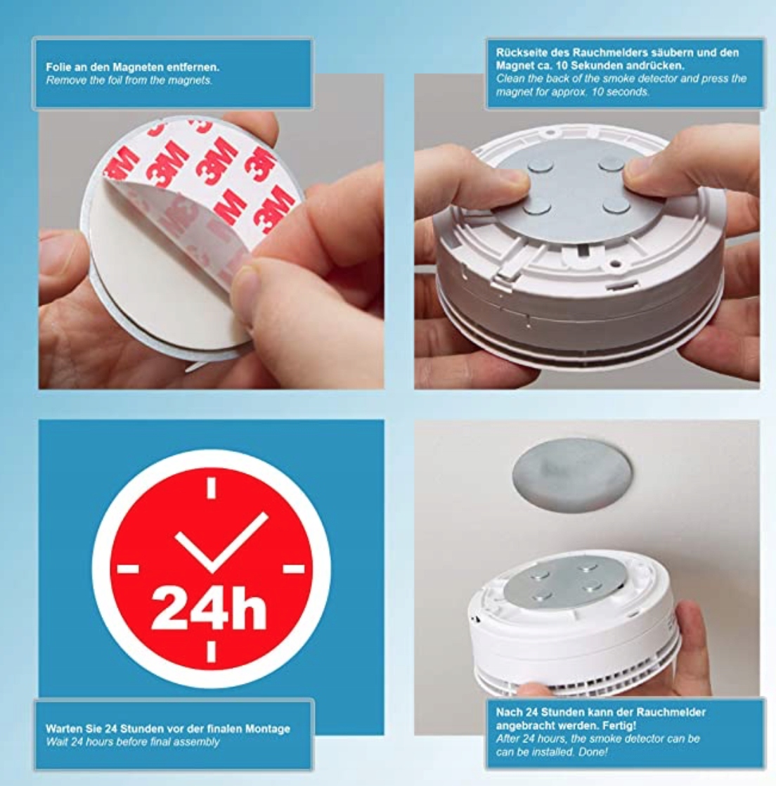 Uchwyt magnetyczny czujek dymu 4 magnesy 2 sztuki EAN (GTIN) 4260545434081