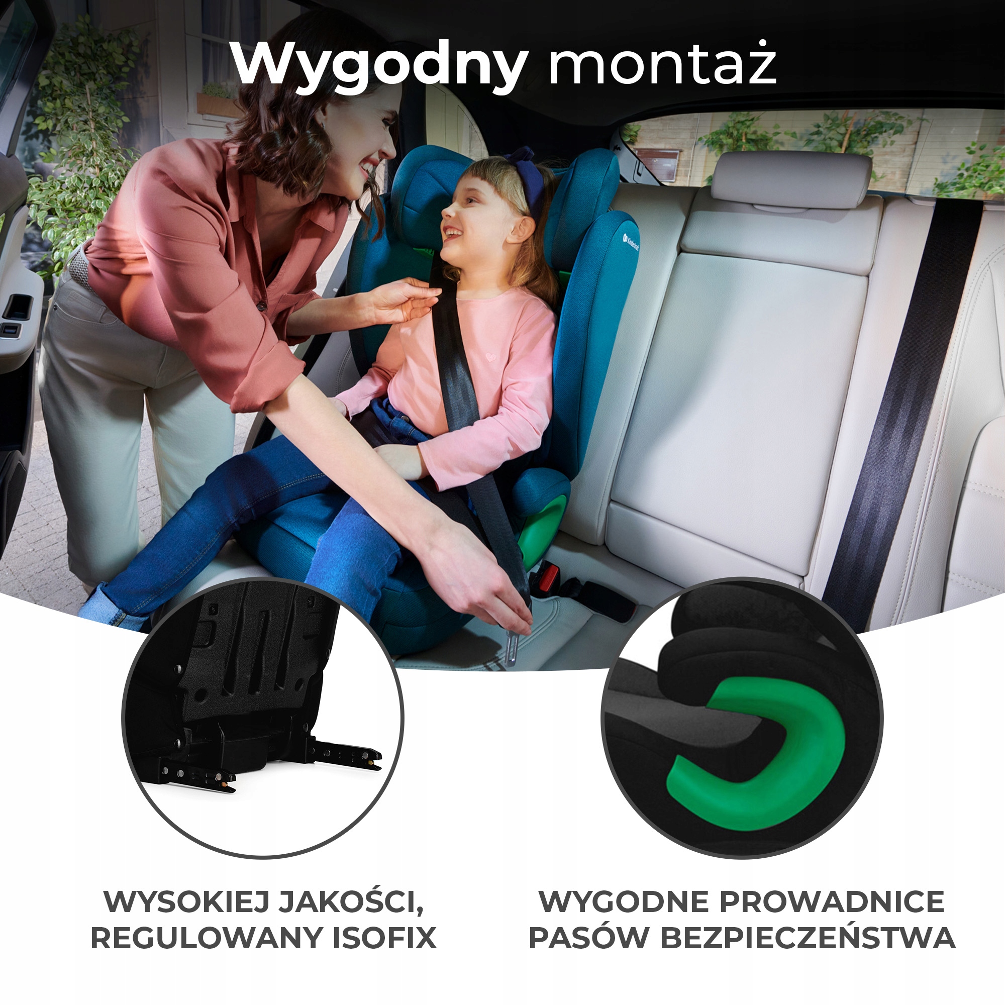 Fotelik samochodowy 100-150 i-Size 15-36 kg ISOFIX Wysokość produktu 80 cm