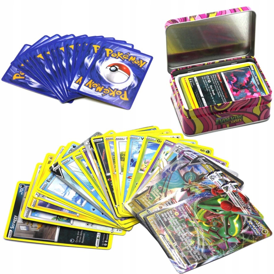 KARTY KOLEKCJONERSKIE POKEMON 42SZT METALOWY BOX