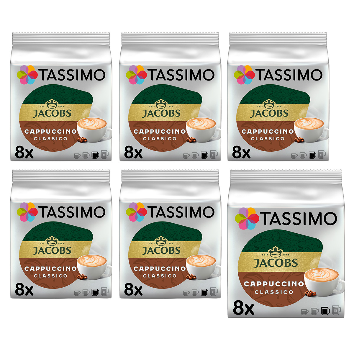 Kapsułki Tassimo Cappuccino Classico 6x 8 szt, 5+1 Gratis! [48 kaw]