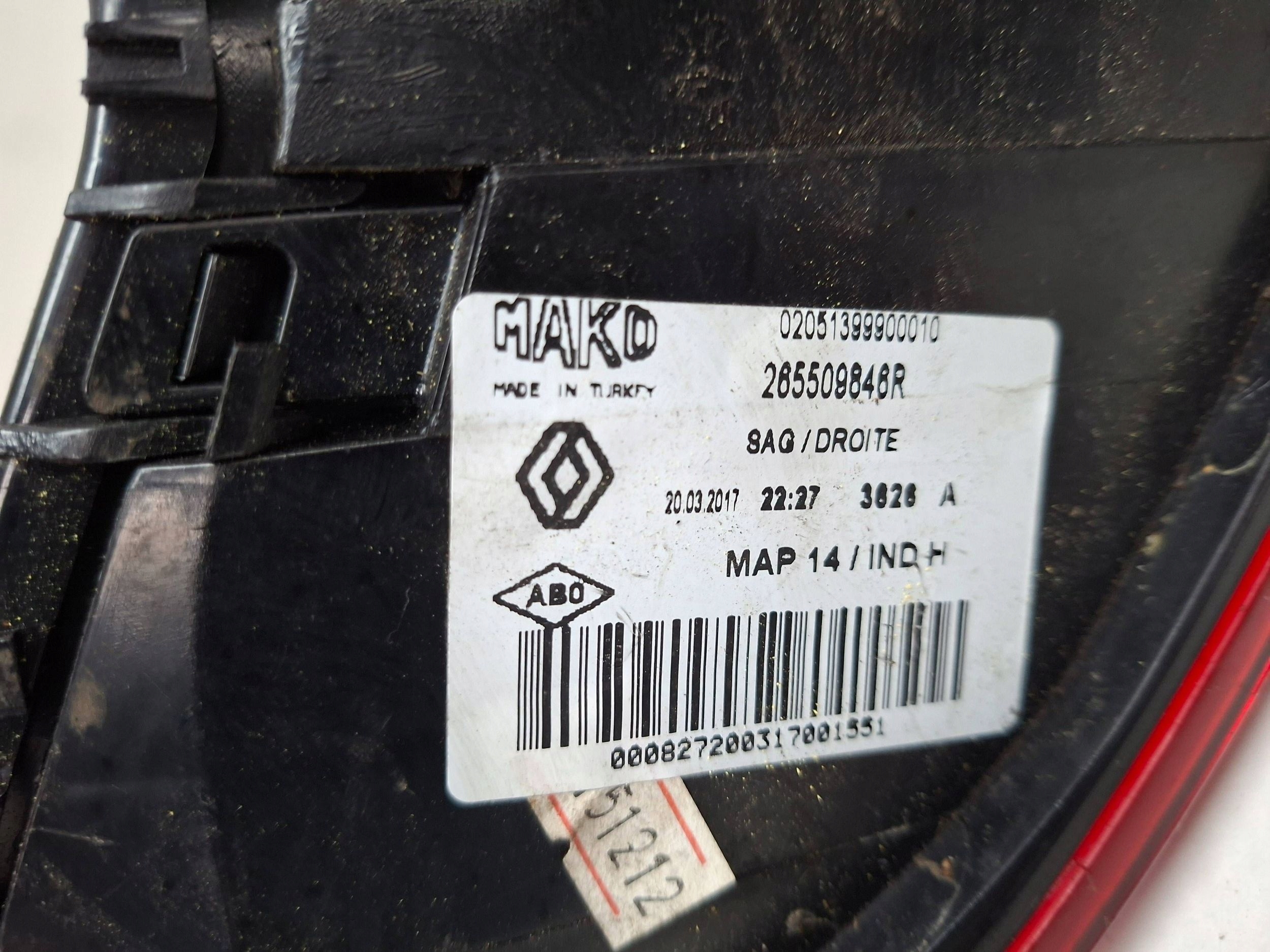 light rear right 265509846R RENAULT CLIO IV 2012-2016