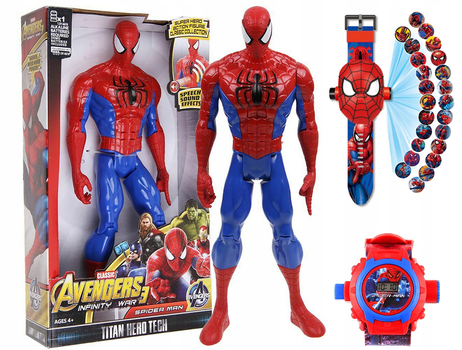 

Figurka Spiderman Świeci Dźwięk +zegarek Projektor