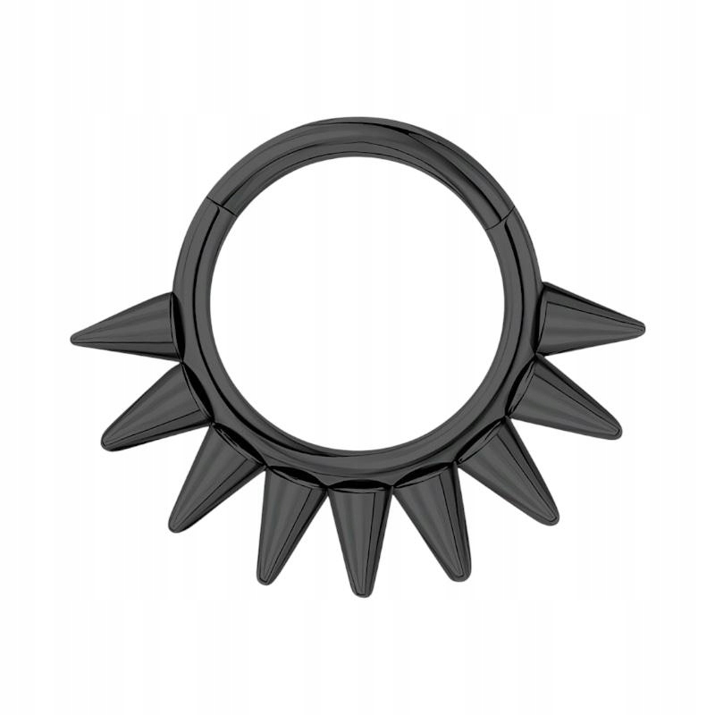 Kolczyk PIERCING Clicker kółko czarny z kolcami CONCH STAL CH. 316L 1,2/10