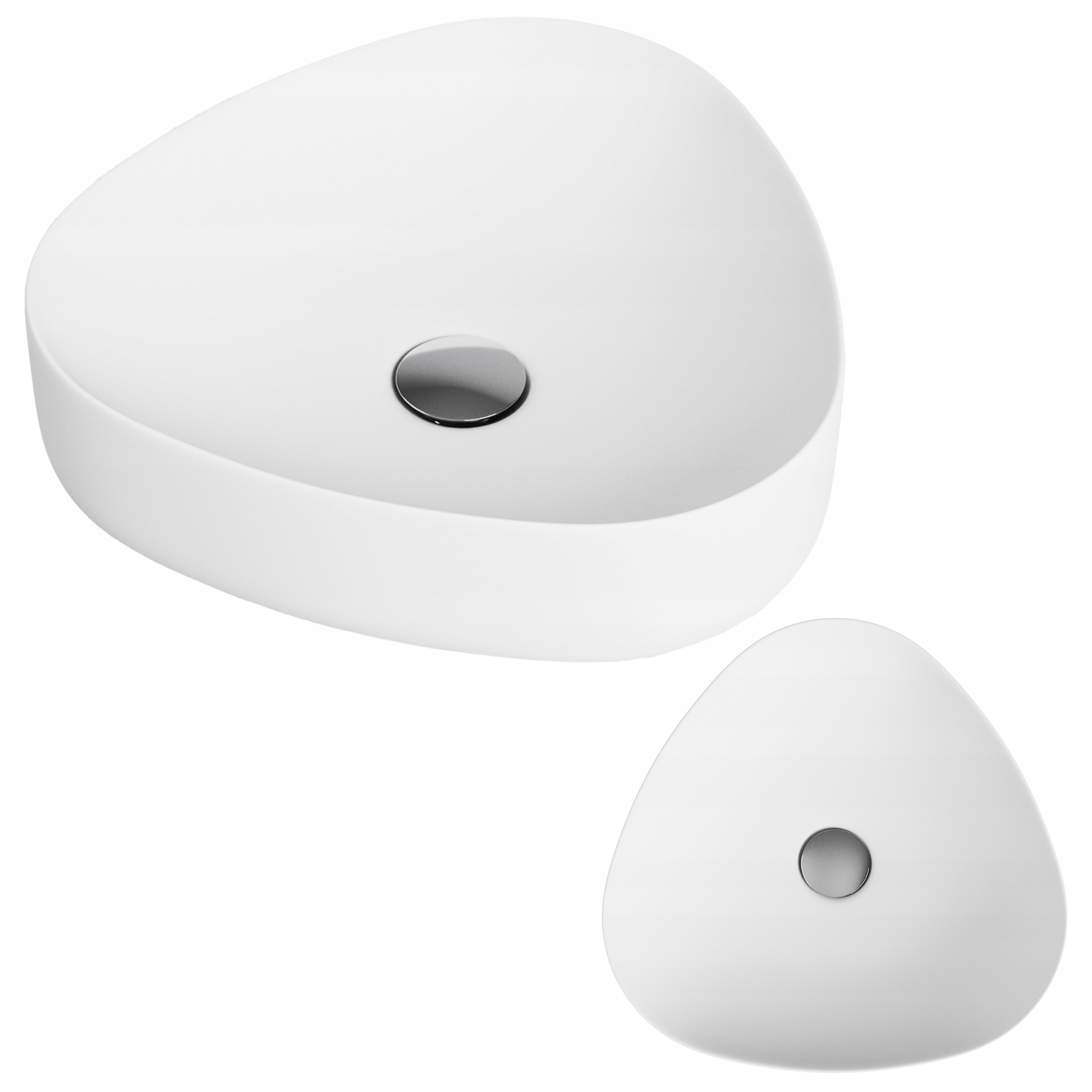 Umyvadlo na desku Trivio trojúhelníkové koupelnové bílé s možností postavení na desku