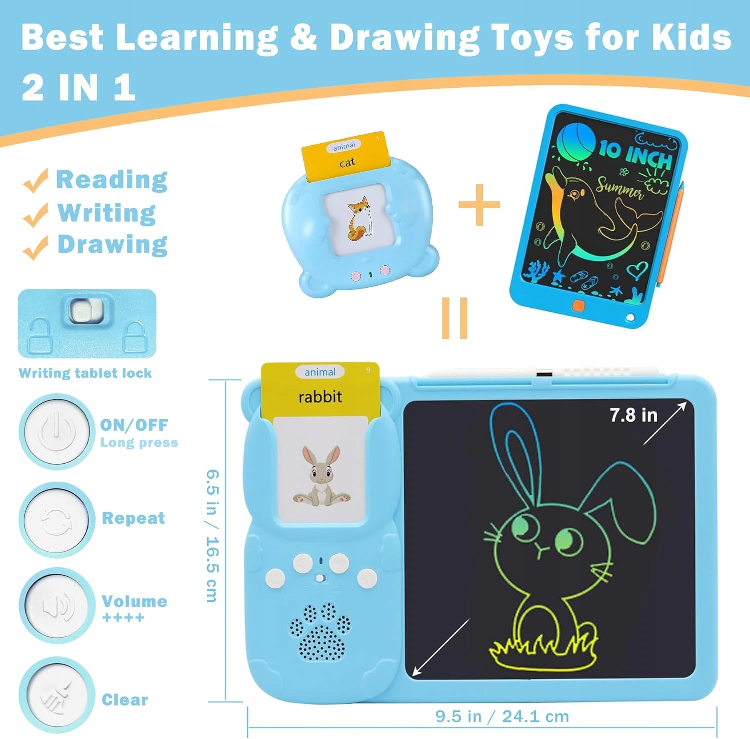 KARTY CZYTNIK DO NAUKI ANGIELSKIEGO interaktywna dla dzieci 224 karty słowa Materiał plastik