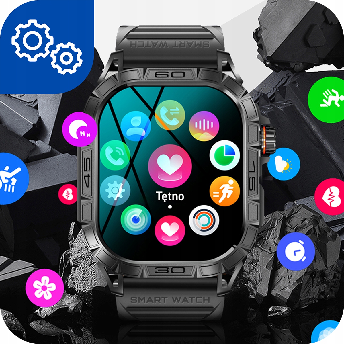 SMARTWATCH MĘSKI ZEGAREK POLSKIE MENU ROZMOWY SMS SPORT PULS WATCH Z AMOLED Rodzaj smartwatch