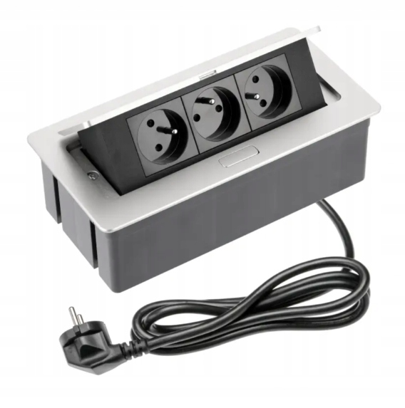 Prodlužovač nábytkového stolu Gtv Soft zásuvka zapuštěná do pracovní desky 3x zásuvka