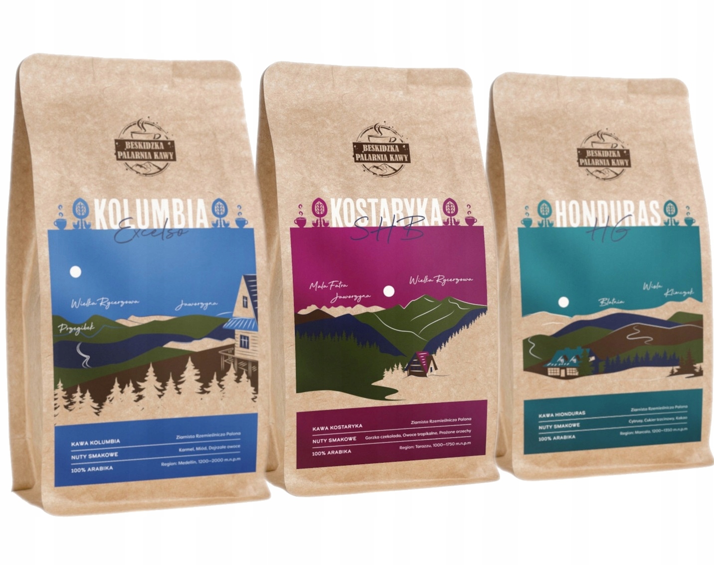 Káva Zrnková Kolumbie Kostarika Honduras 3x 250g 100% Arabica Speciality
