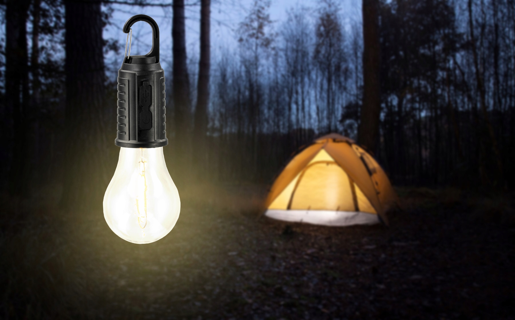 Lampa Turystyczna Żarówka Kempingowa LED Ściemniana + Kabel Na Wycieczkę Model AKU004