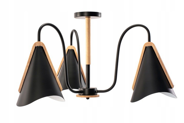 

Lampa Sufitowa Czarna 3 Ramiona Metal Skandynawska