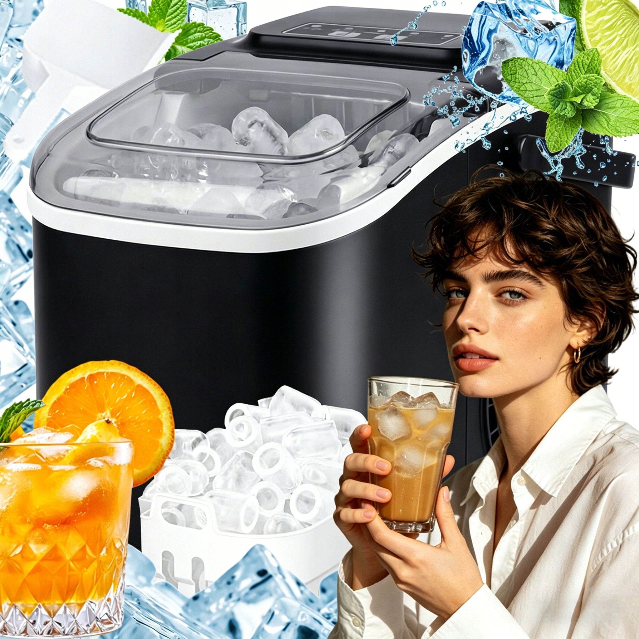 1.2 L Rychlý Výrobník Ledu 8 Kostek Za 6 Minut S Funkcí Samočištění