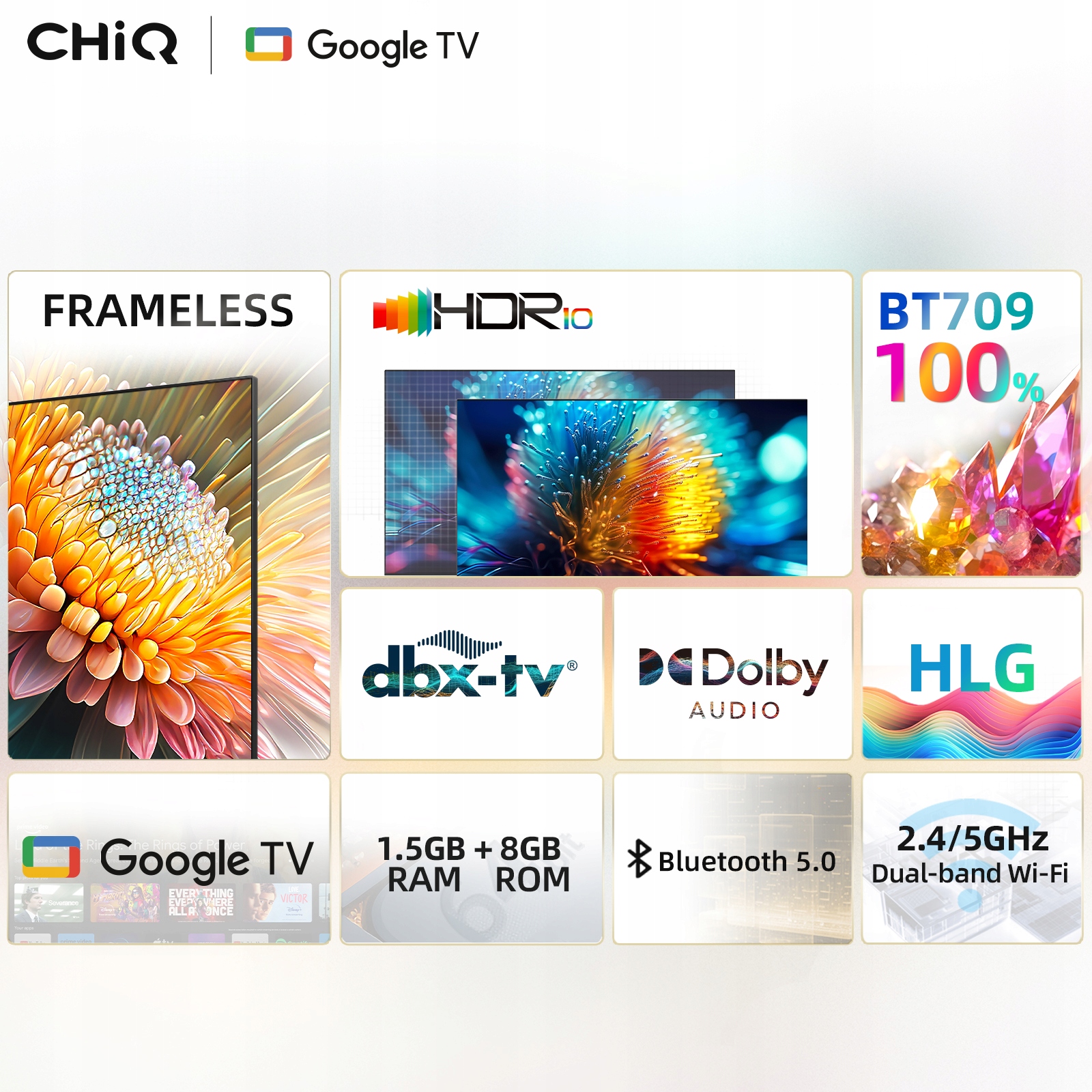 Telewizor CHiQ 32'' Smart Google TV L32H7G HD HDR10 Typ telewizora LED