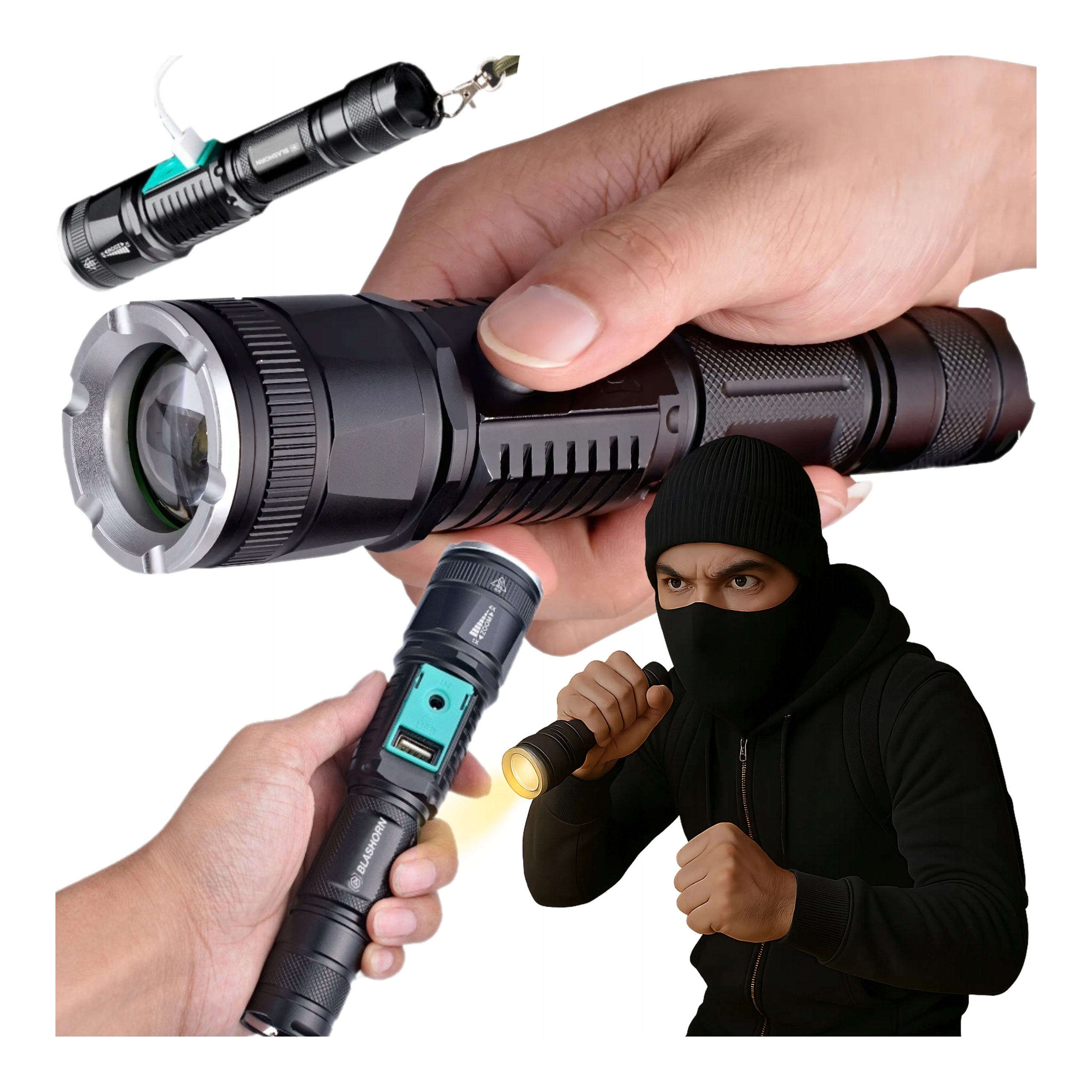 Extra Silná Akumulátorová Led svítilna Zoom Cree Taktická vojenská voda