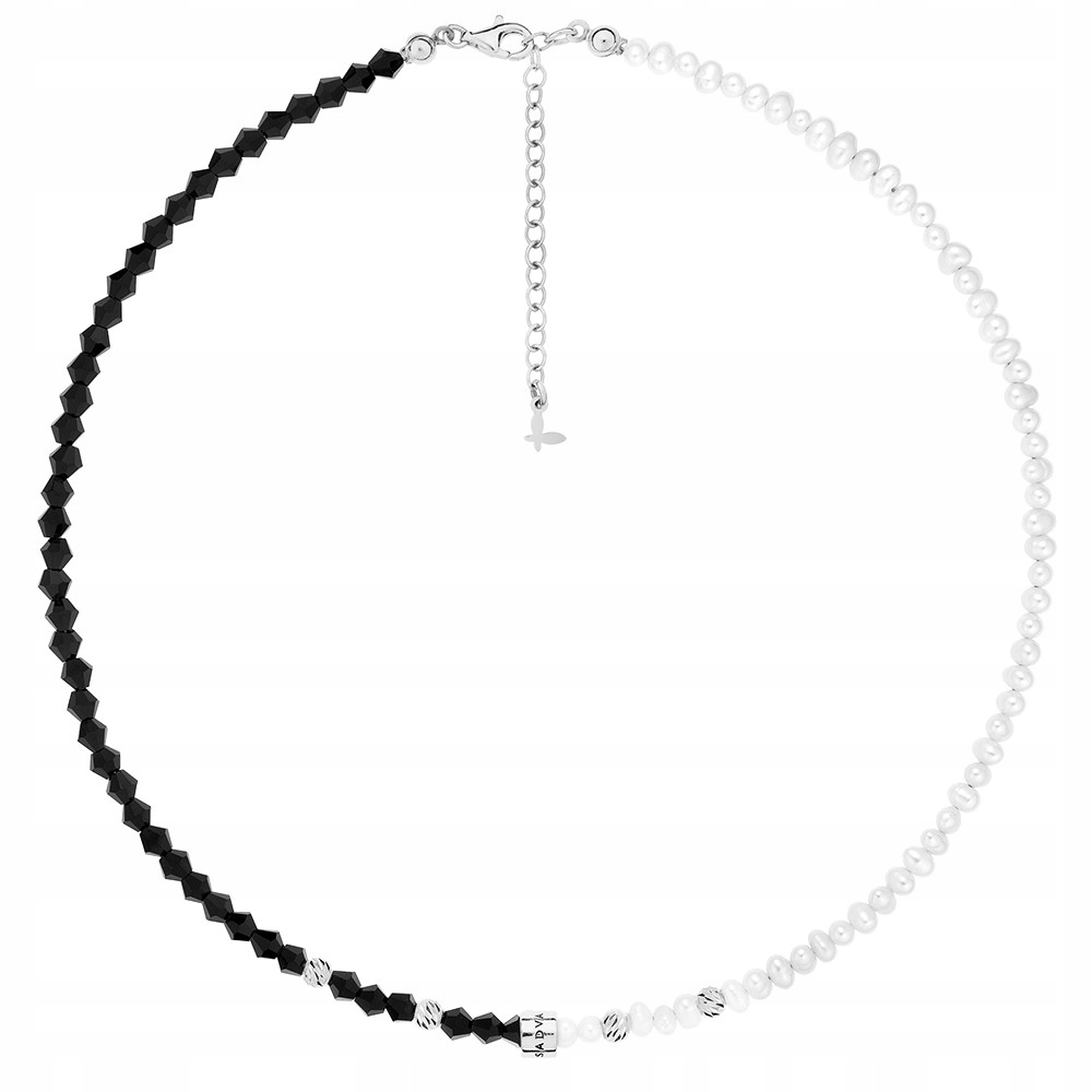 Naszyjnik Srebrny Choker Perły Koraliki Fasetowane Kolorowy Srebro Sadva