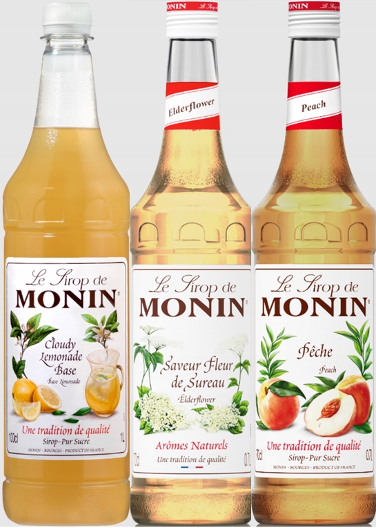 Zestaw letni do lemoniad i drinków Monin Cloudy, Kwiat bzu, Brzoskwinia