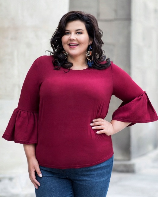 

215 Bluzka Damska z Falbanką plus size roz.50