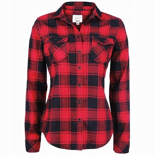 Koszula damska w kratę długi rękaw Brandit Amy flanelowa Red/Black M