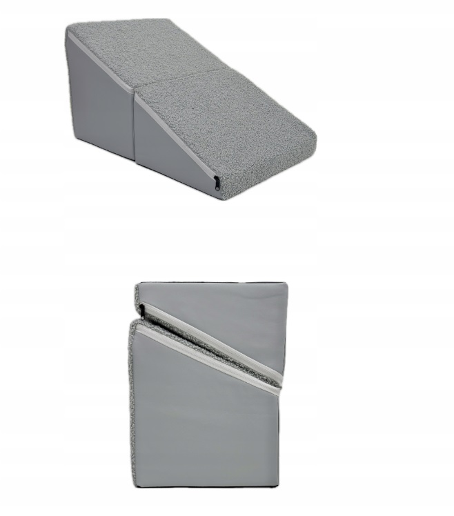 Levně Schody plošina pro psa kočku 2v1 Taburet rampa Eko Kůže Boucle Šedá Světlá