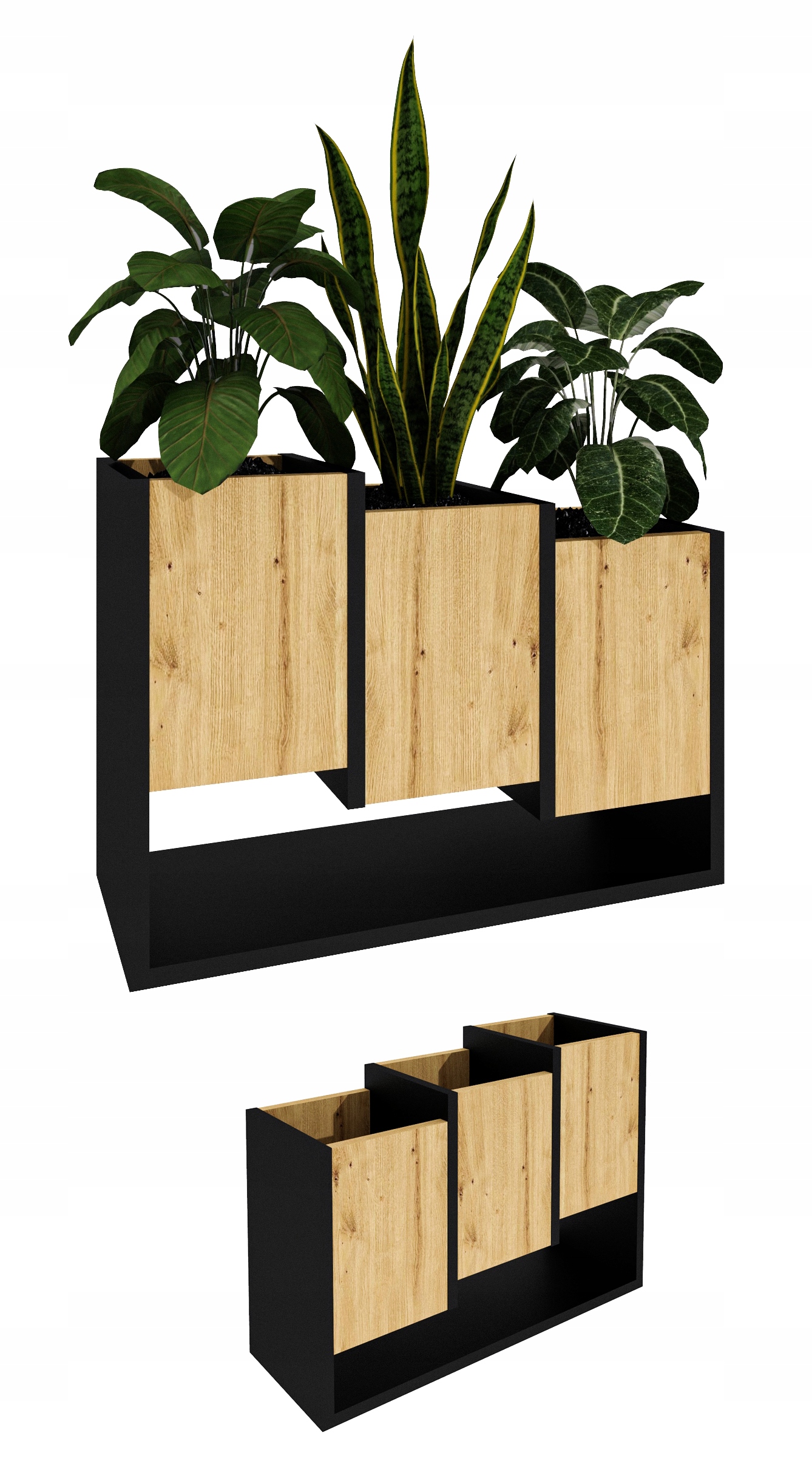 Stojanový květináč Dřevěný loftový květináč Dub Artisan 46x64,2x22,6