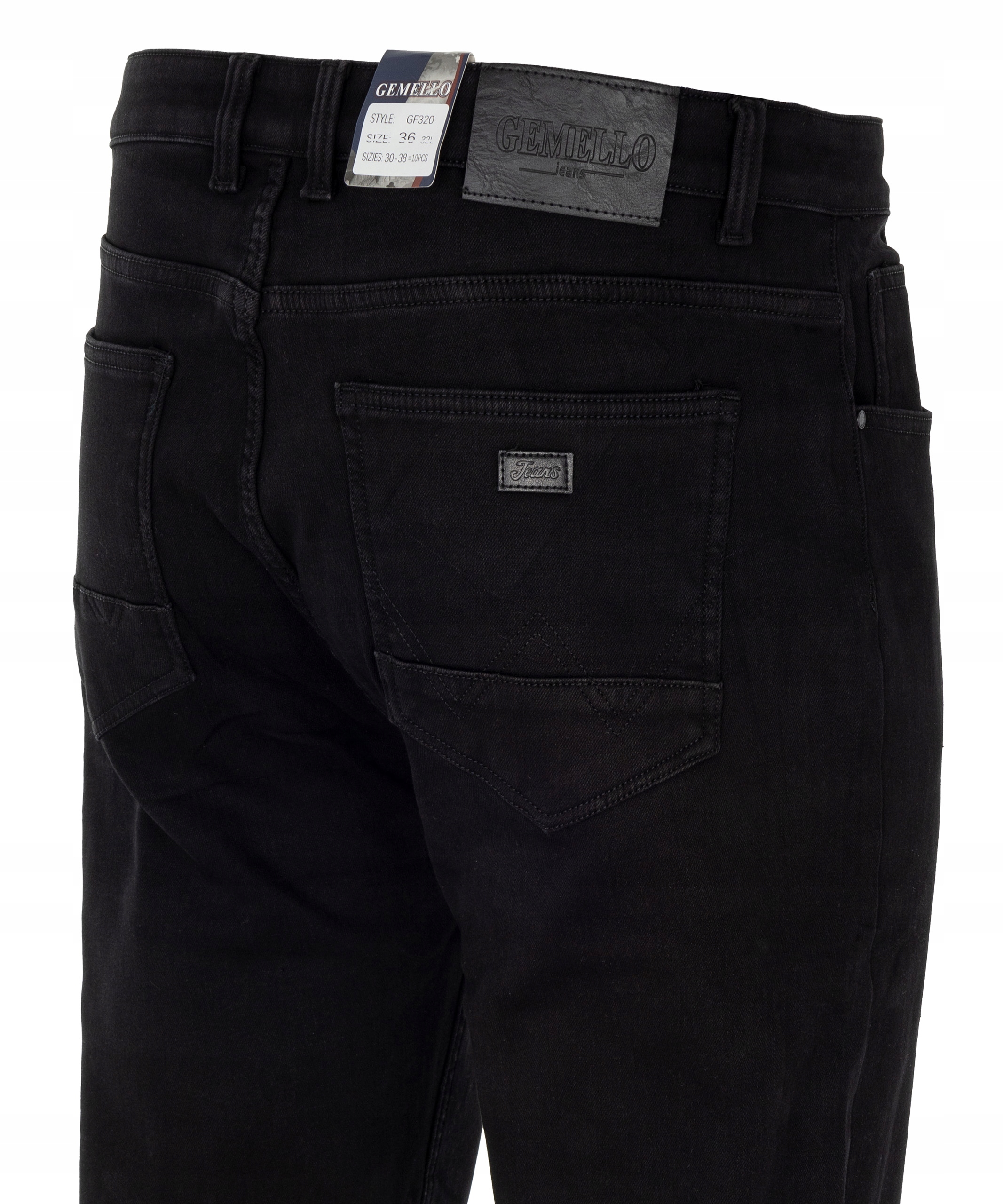 SPODNIE MĘSKIE OCIEPLANE JEANSOWE CZARNE PROSTE BAWEŁNA W38