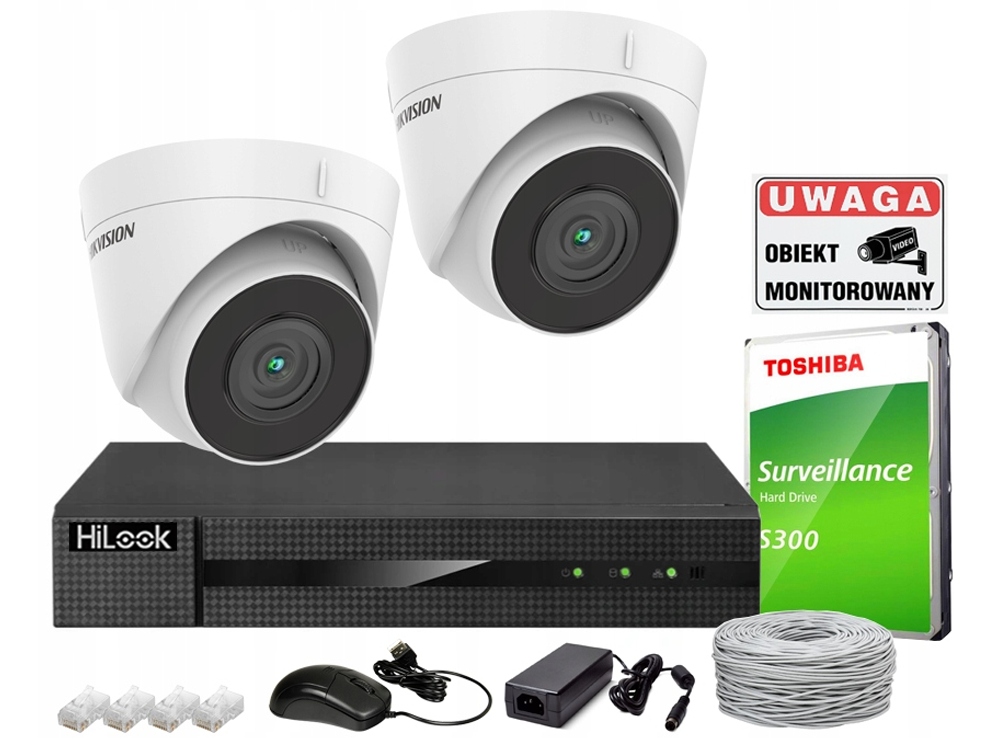 Sada 2 Ip kamer Hikvision 4Mpx rekordér HiLook 4 kanály PoE Disk 1TB