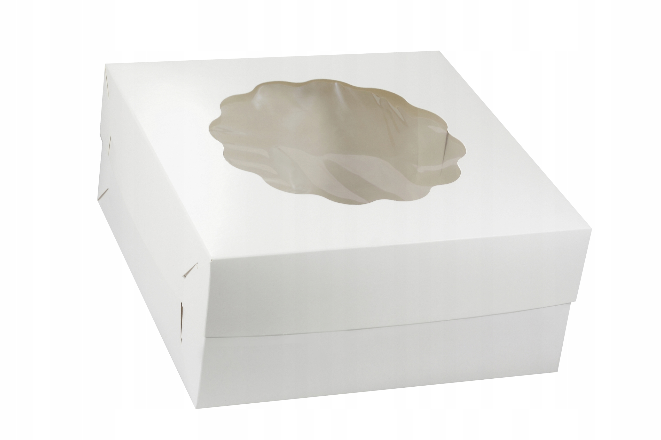 PUDEŁKO NA TORT CIASTO Z OKNEM BIAŁE 32x32x14 5szt