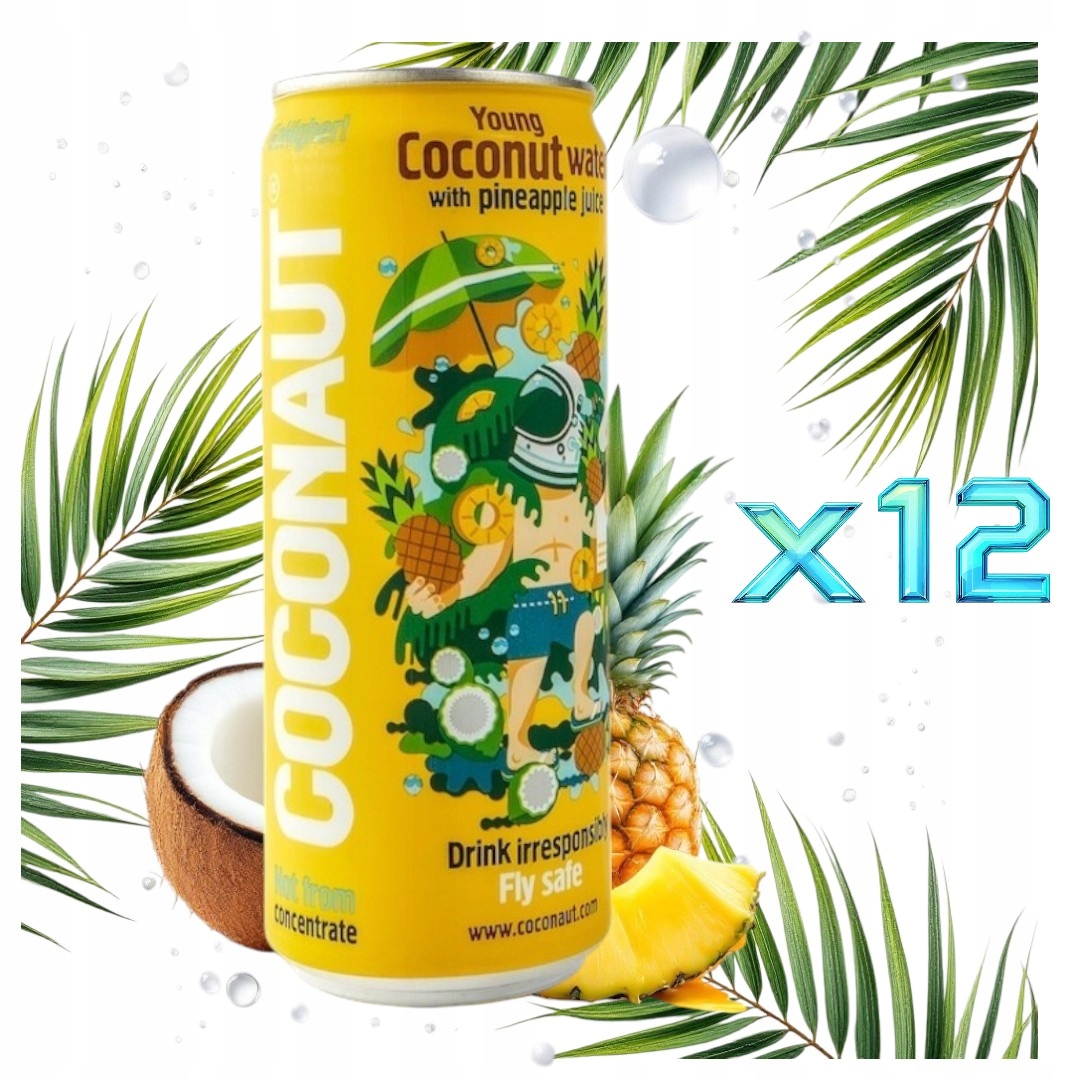 Levně 12 x Ananasová Kokosová voda s Ananasovou příchutí Coconaut 320 ml