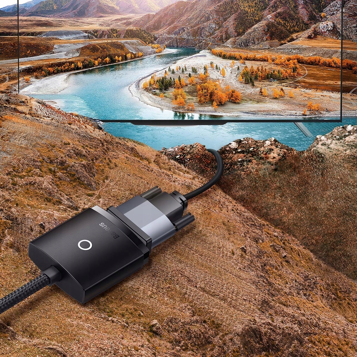 BASEUS ADAPTER PRZEJŚCIÓWKA KONWENTER HDMI VGA USB Długość kabla 0.25 m