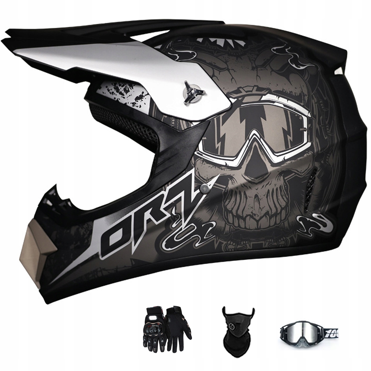 Motocyklová Přilba Lehká Enduro Quada Brýle Rukavice Maska XL
