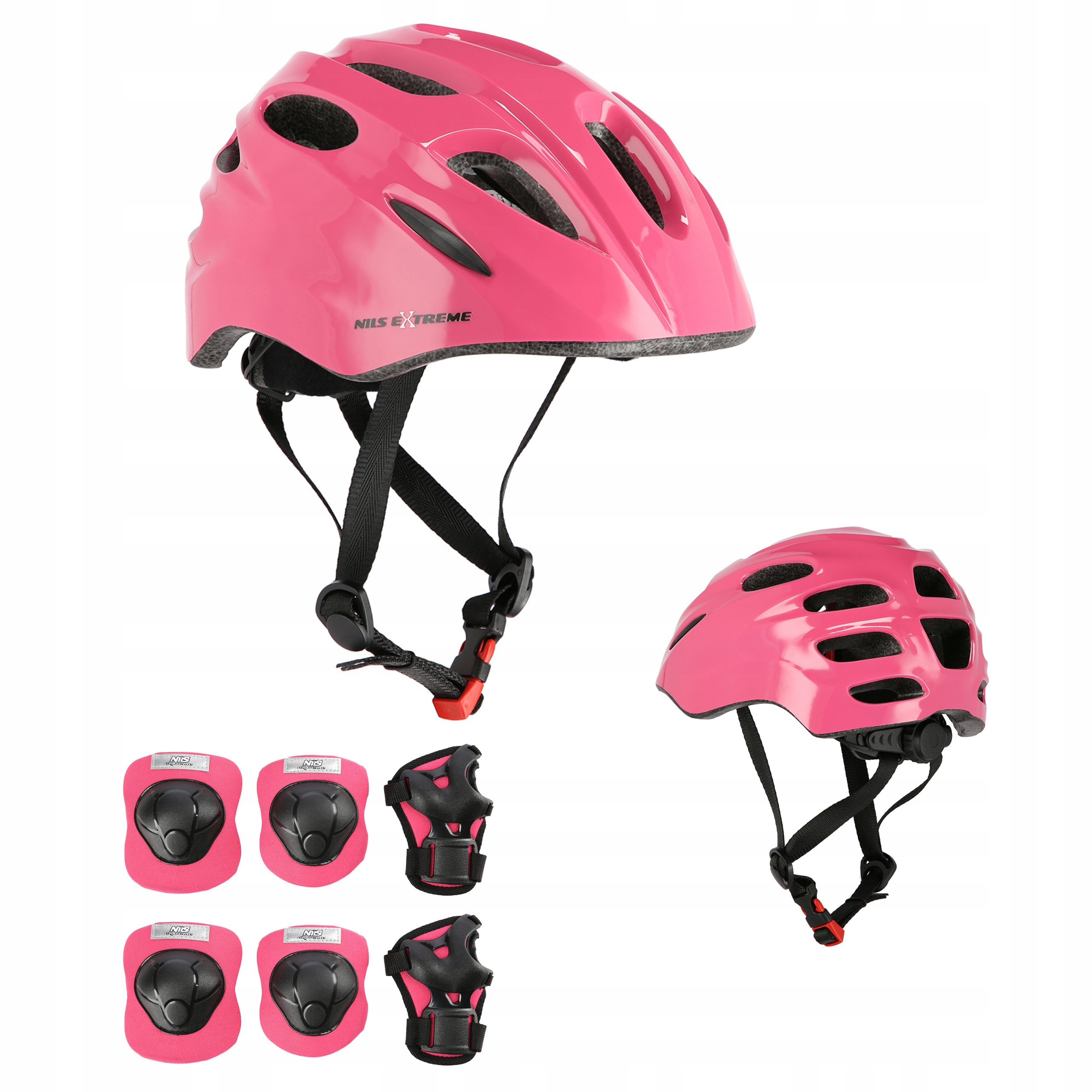 Komplet skatingowy kask ochraniacze torba różowy rozmiar Xs Nils Extreme