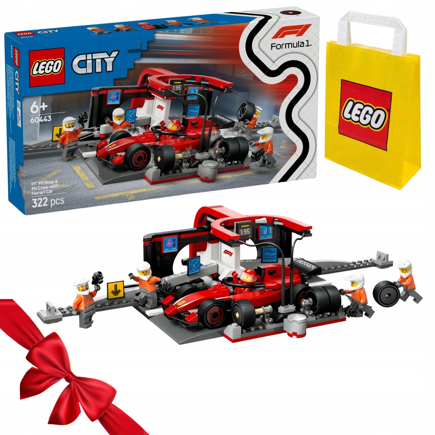 Zestaw Klocków Lego City 60443 F1 Pit Stop I Mechanicy Z Bolidem Ferrari