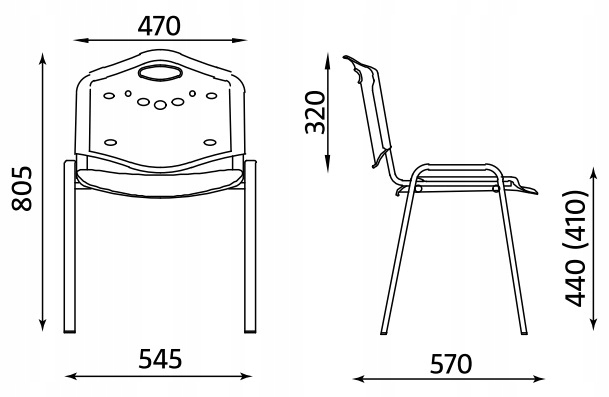 Krzesło do poczekalni ISO Plastic BL GRAFITOWE NS Wysokość siedziska 44 cm