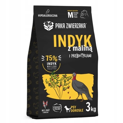 Levně Paka Zwierzaka suché krmivo pro psa Krůta s malinou 3 kg