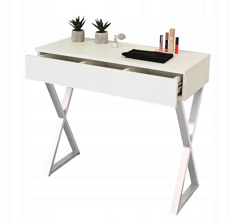 Toaletka Biela Matná S Zásuvkou, Biele Nožičky X 90 CM