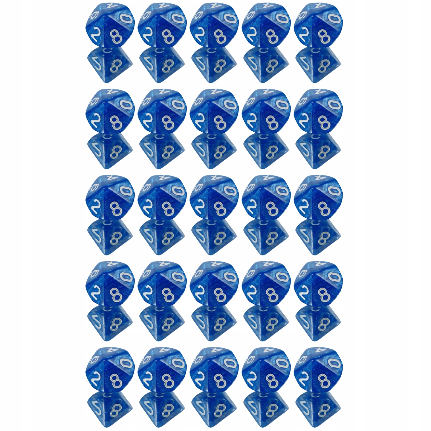 ZESTAW 25 KOSTEK K10 RPG TARDIS KOŚĆ 0-9