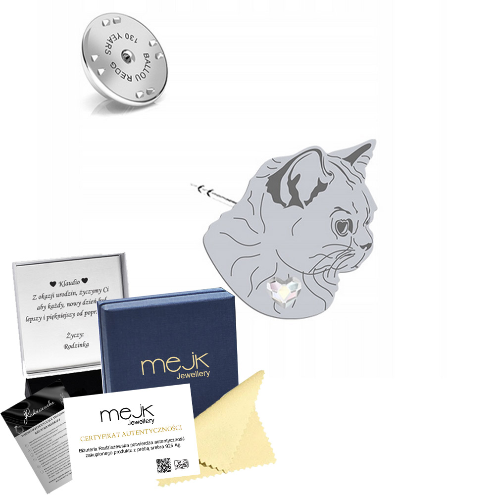 Odznak s British Shorthair Cat 925 Dárek Šperky Dedikace