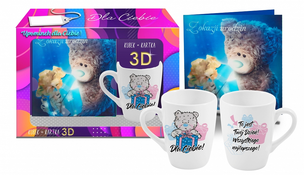 

Kubek misie 300ml kartka 3D Dla Ciebie!