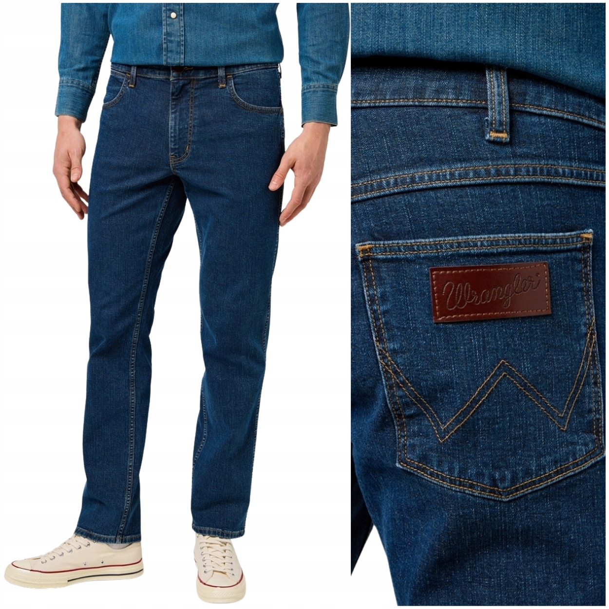 Wrangler Greensboro Stone River jednoduché tmavě modré džínové kalhoty W31 L34