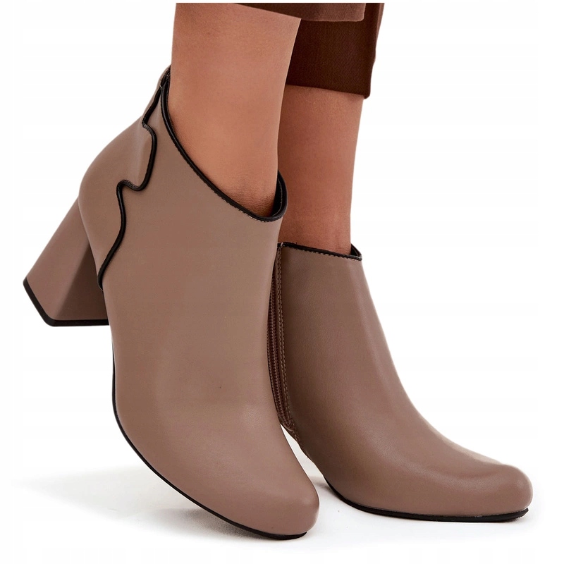Dámské Kotníkové Boty Přírodní Kůže Obecný Sloupek Zateplený Zip Jezzi Béžová 38
