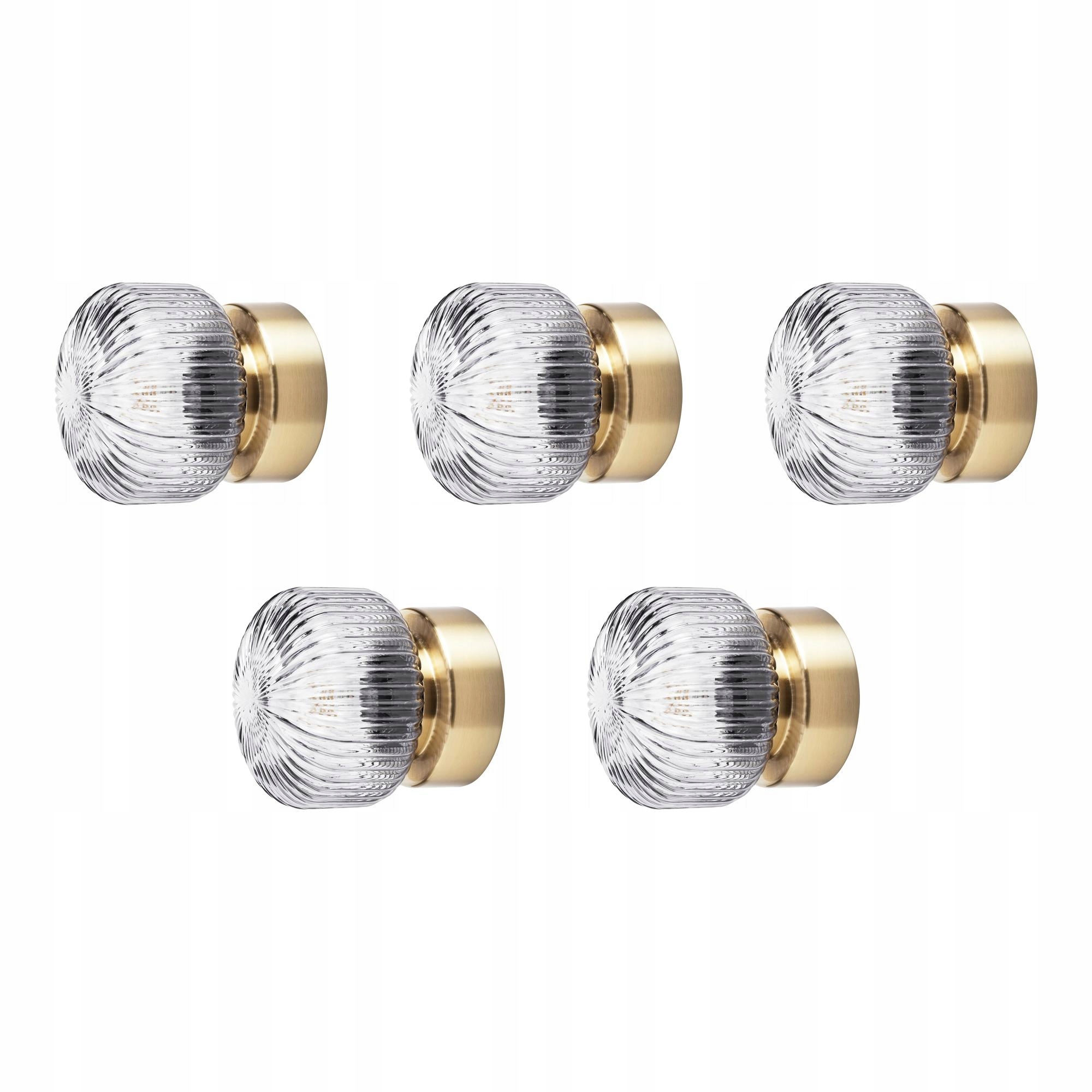 5 ks Nástěnná lampa Solklint Mosaz Šedé Sklo Elegantní