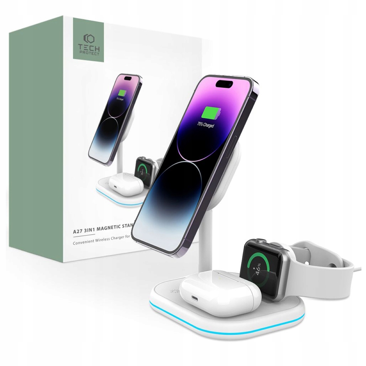 Ładowarka Indukcyjna 3w1 do iPhone Apple Watch AirPods MagSafe Stacja