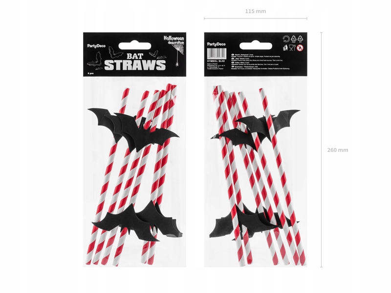 Słomki do picia z nietoperzem dekoracje Halloween Materiał papier