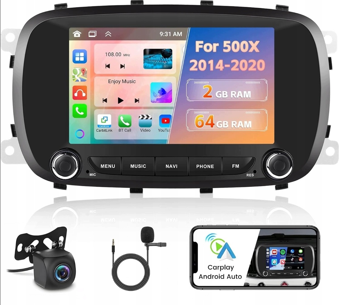 Autorádio Inefala 2+64G 2-DIN Android 13 Fiat 500X 2014-2020 wifi