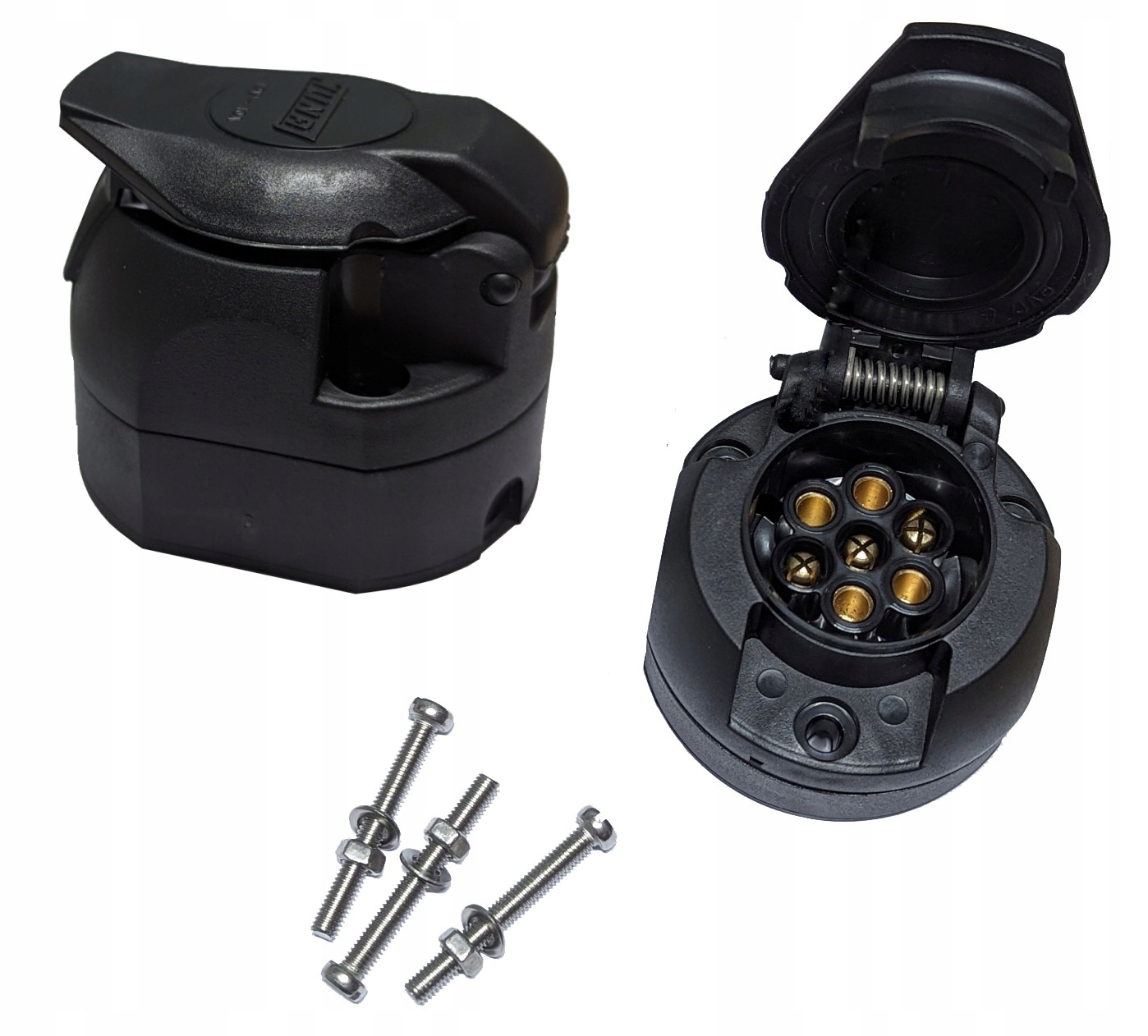 Gniazdo haka holowniczego Przyczepy Lawety 7 PIN 12V DUNAJ z Podstawą śruby