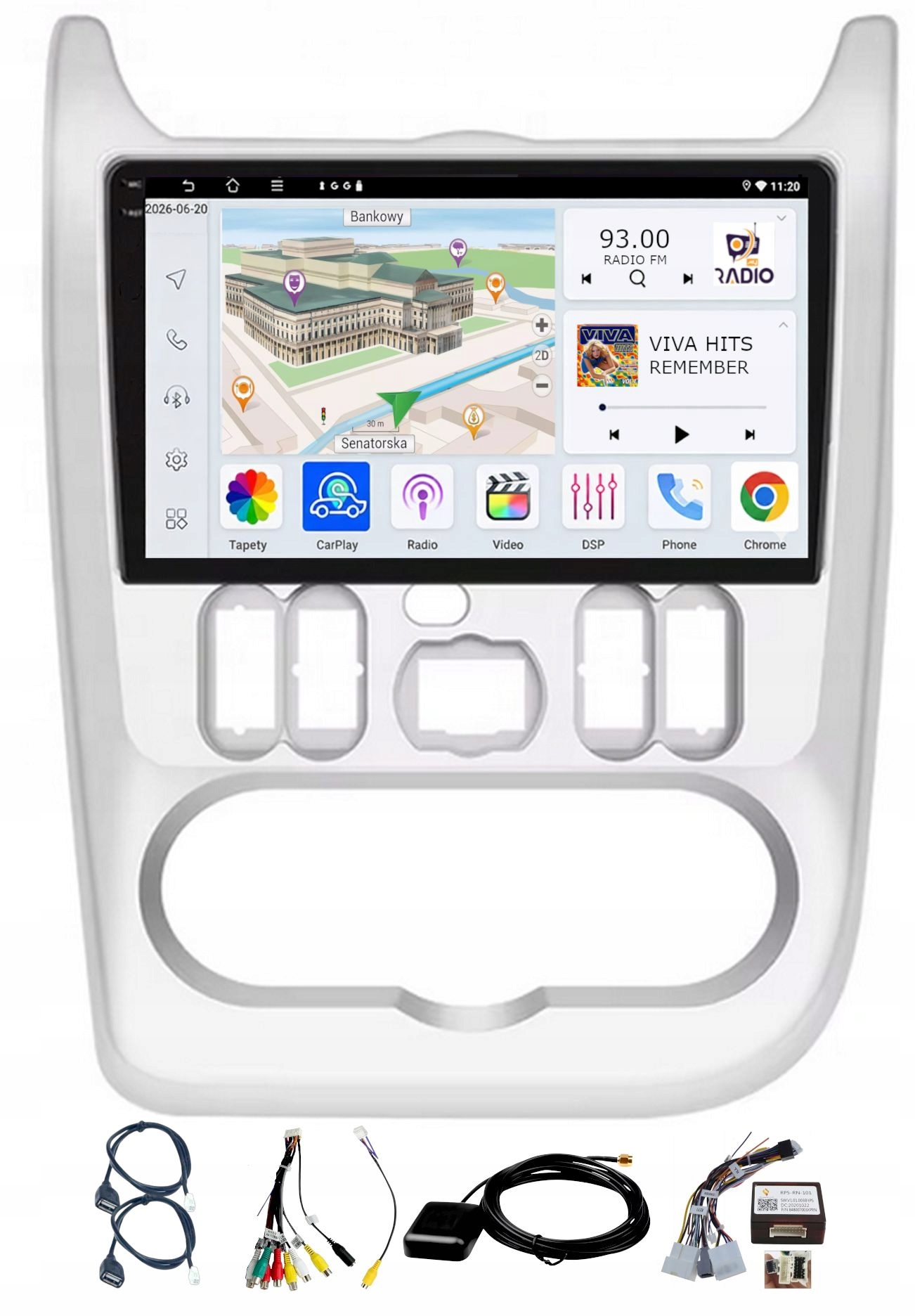 Rádio Navigácia Gps Android Dacia Sandero 2007-2011 Carplay Wifi 4GB 64GB