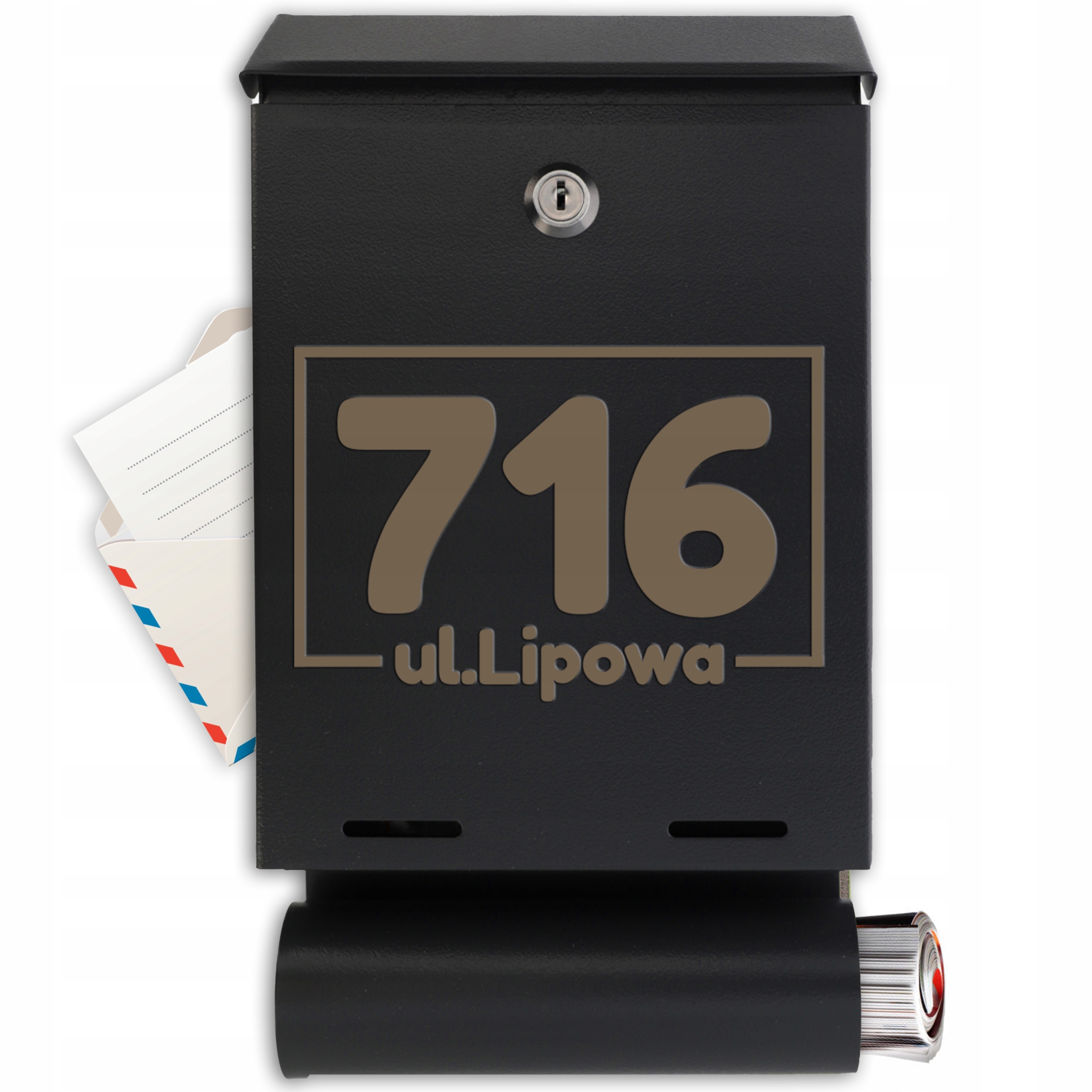 Černá Poštovní Schránka Gravírovaná tuba Adresa Wz