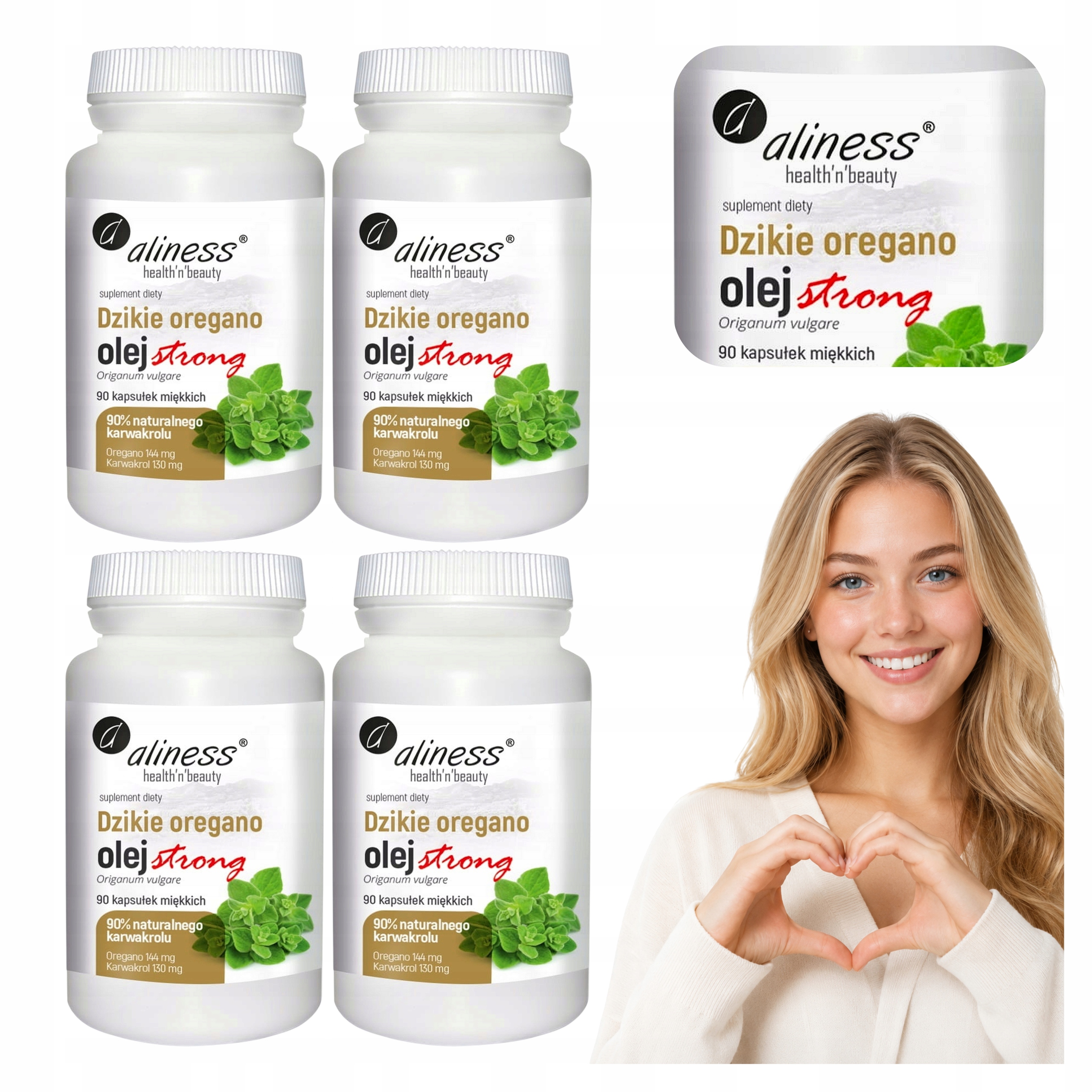 4x Karwakrol Z Oregano Aliness 390 mg w Porcji 90% Olejek 360 kaps. Oliwa