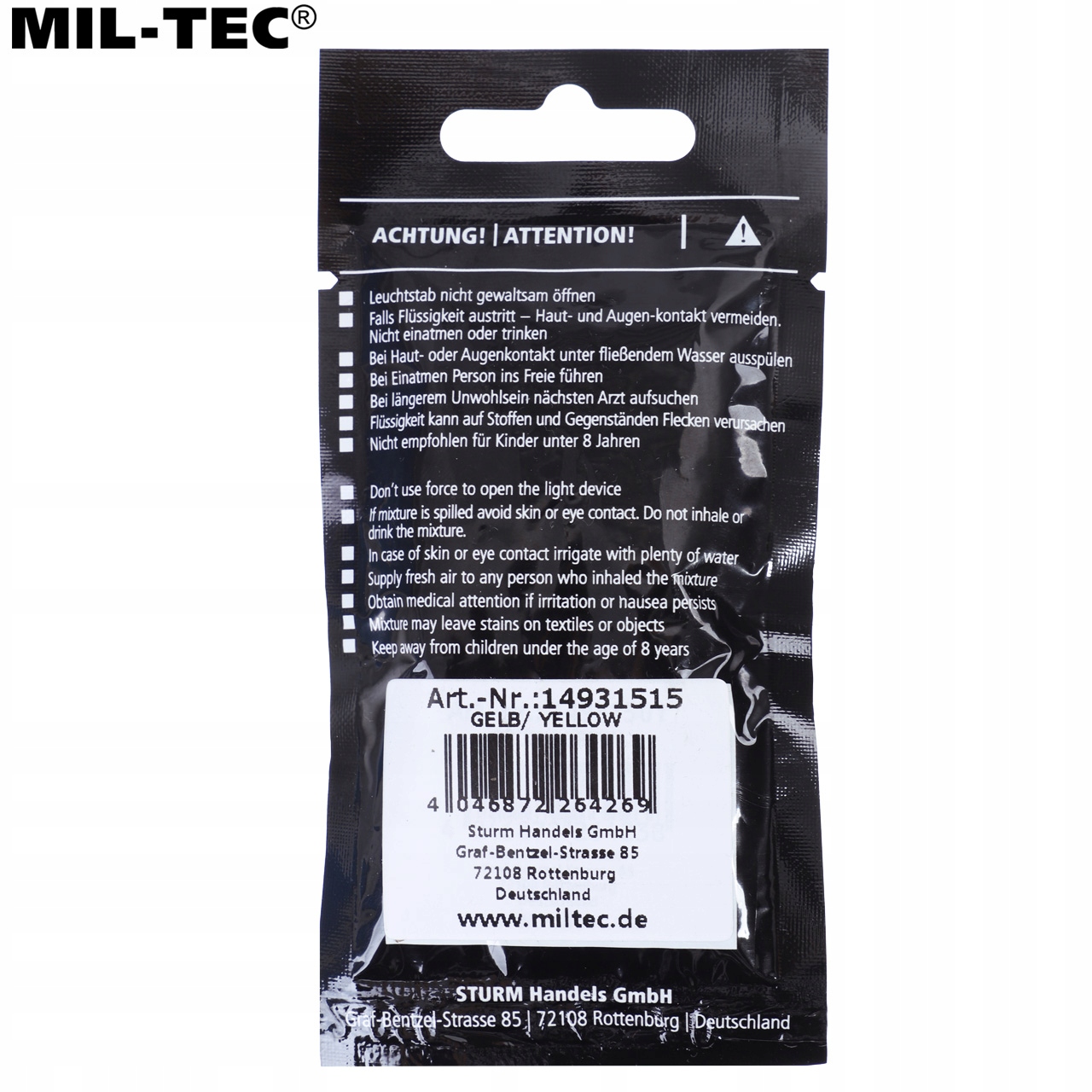 Światło chemiczne Oświetlenie Mil-Tec Lightstick Mini 10szt. - Żółte Kod producenta 14931515