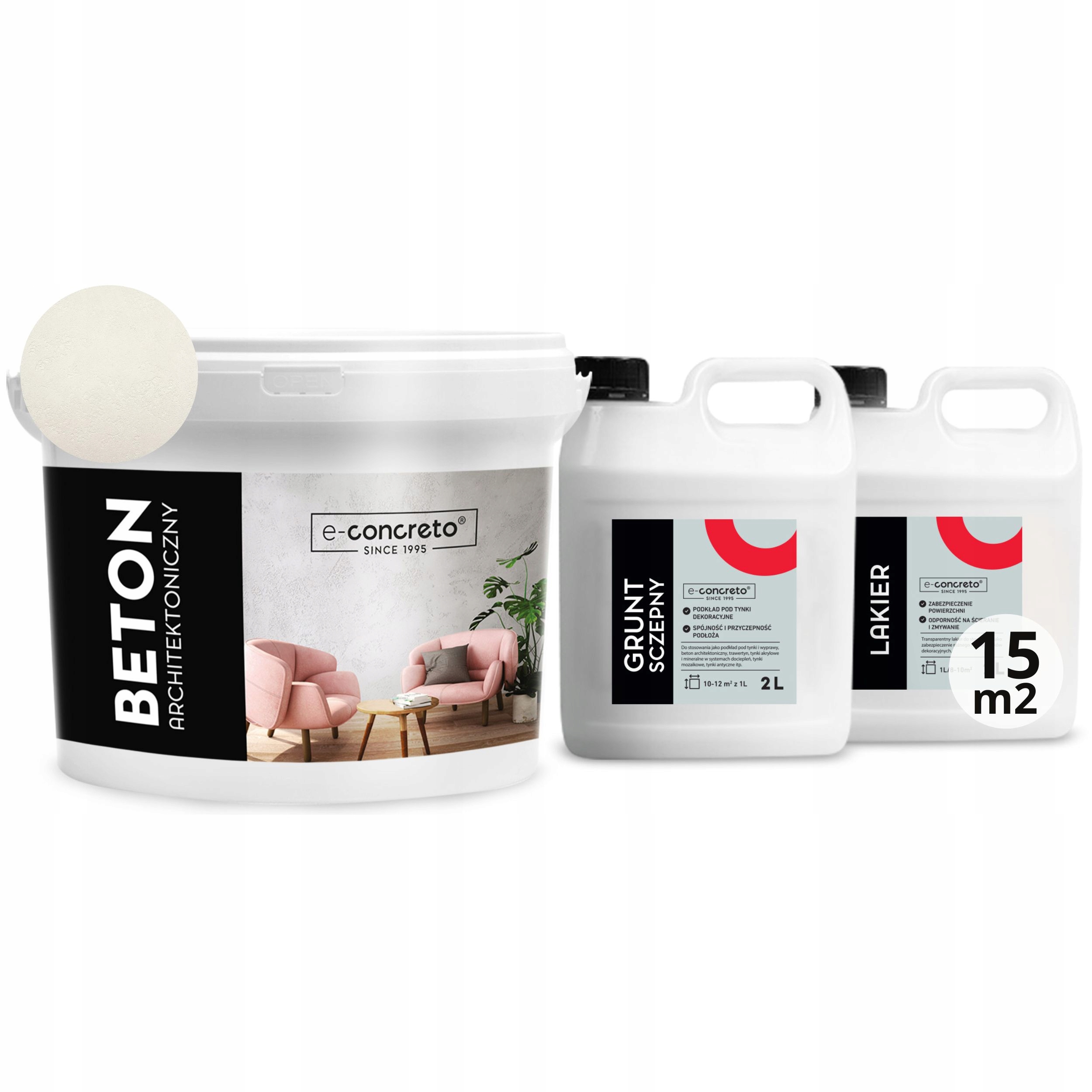 Beton tynk dekoracyjny 15m2 Biały